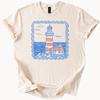 Lighthouse Graphic T Shirt Coastal Ocean Nautical Scene Beach House Illustration Sea Art Unisex Soft Cotton Tee Summer Gift