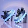 TUINANLE Barns Fritidssneakers Mellan Till Student Utomhus Led Fyrhjuliga Rullskridskor Självlysande Sneakers Skateboard USB-laddning