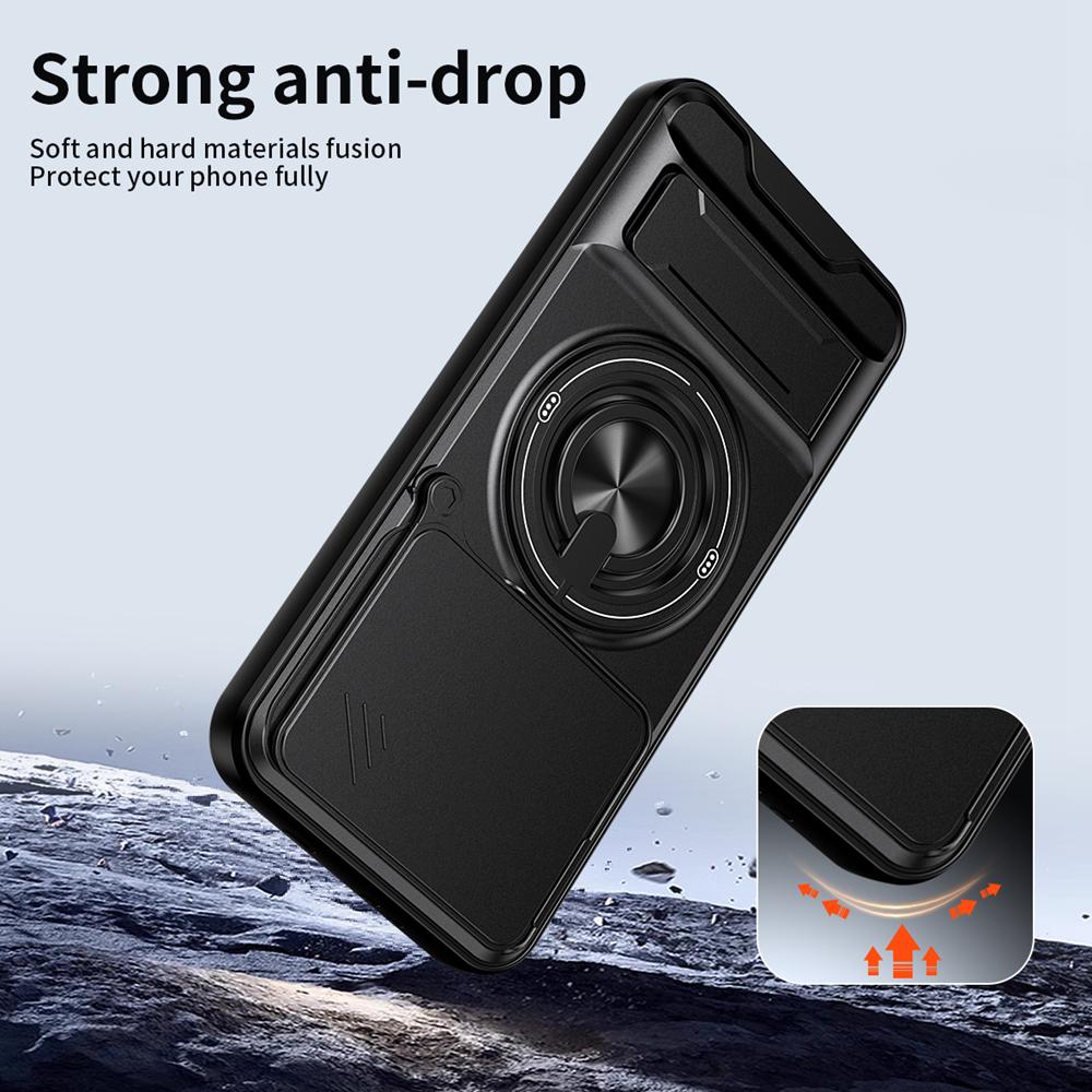 KEYSION Magnetic Phone Case for TECNO Pova 8 Pro 5G Slide Camera Protection Upright Kickstand 360° Ring Shockproof Back Cover
