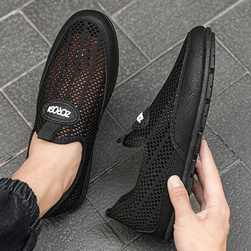 Breathable Hollow Out Casual Walking Driving Shoes Lazy Shoes Chaussure Hombre Summer Men Shoes Slip-on Loafers Casual Shoes