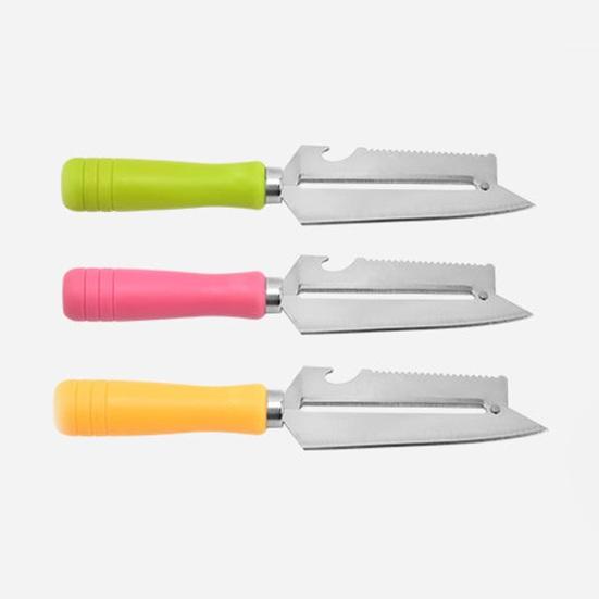 Multifunctional Vegetable Peeler with Comfort Handle Stainless Steel Curved Blade Built-in Bottle Opener Kitchen Tool for Apples Carrots Cucumbers