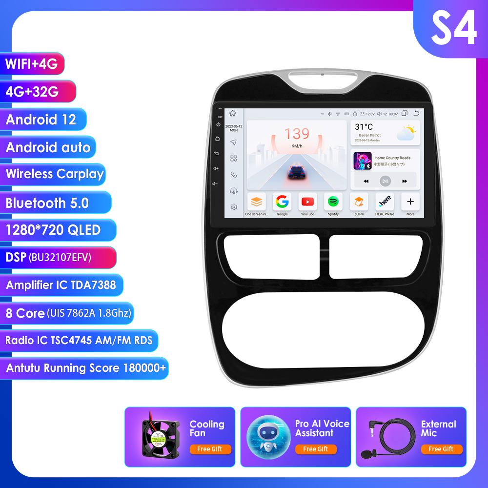 Hizpo 8+128G Wireless Carplay 4G-LTE 2din Android Autoradio for Renault Clio 4 2012-2016 Car Multimedia Stereo GPS Navi Audio Intelligent Video BT