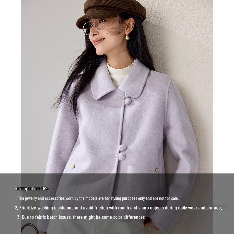 VICTORIA&VERA Women's Wool Blend Short Coat