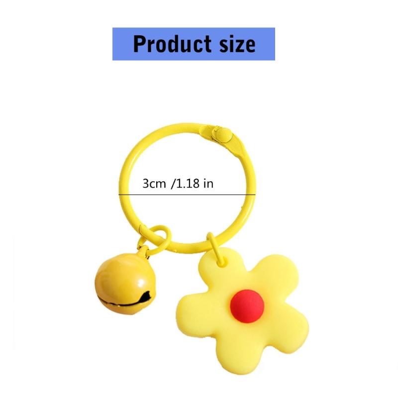 Flower Keychain Bell Charm Miniature Key Ring for Bags and Keys Multiple Candy Color Floral Pendant Keyring Accessory