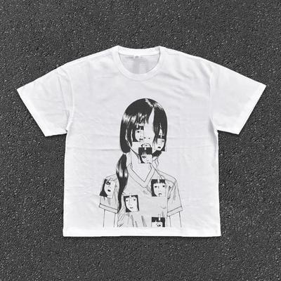 American Retro Heavyweight 2025 New Style Vintage College Style Pure Cotton Heavyweight Short-sleeved with Vintage Illustration