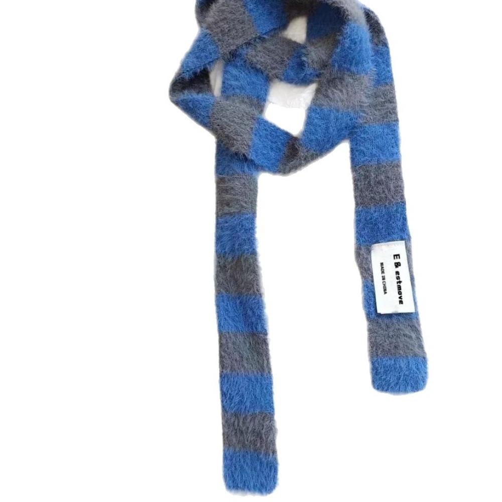 Slim Stripe Plush Scarf Clothing Accessories Striped Warm Soft Thin Scarf Knitted Wool Plush Long Narrow Scarves Autumn Winter
