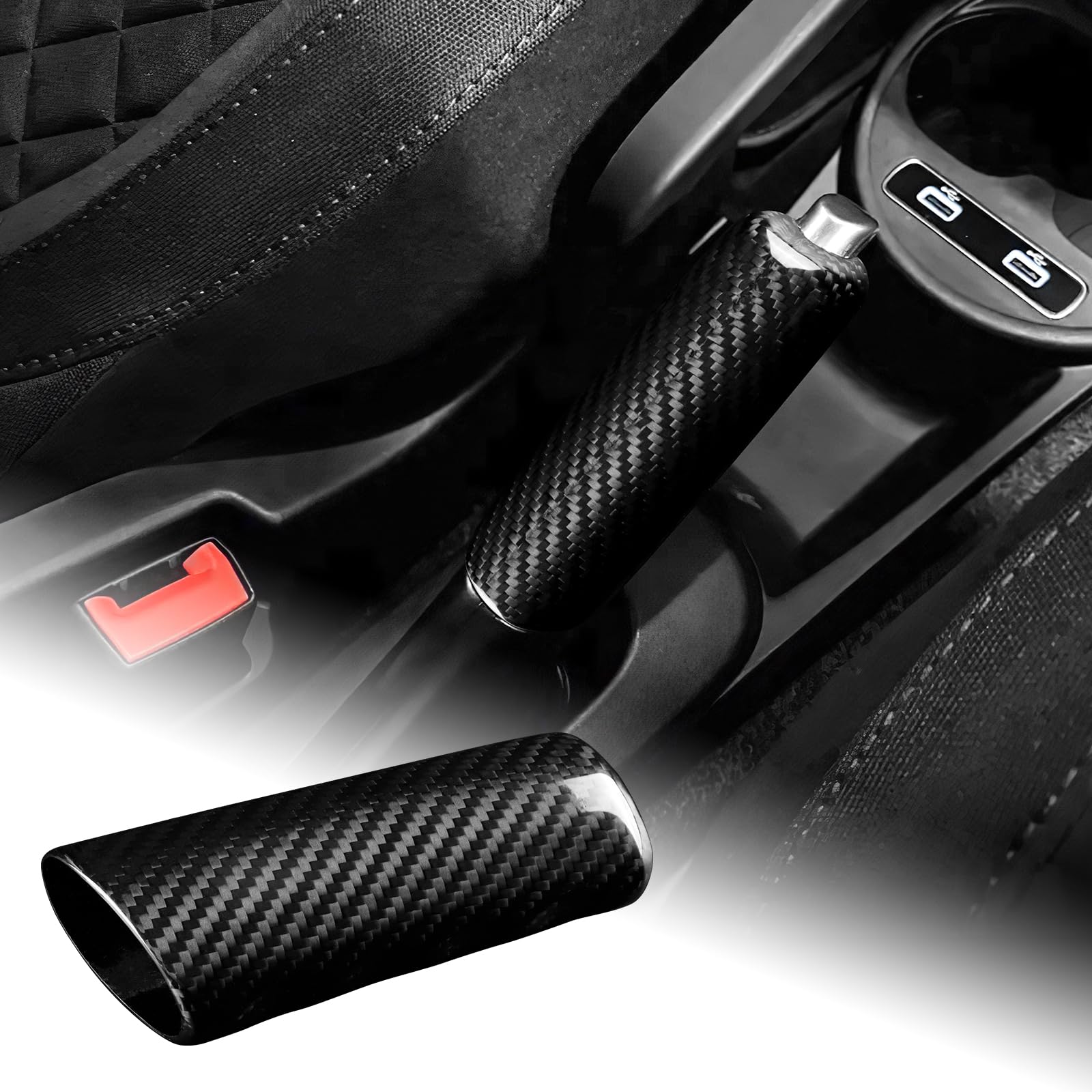 

AIRSPEED Carbon Fiber Handbrake Cover for Abarth and This Hard Carbon Black tape is a customizable interior trim for your Abarth 595/695 (3rd