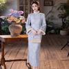 Blue Velvet Winter Clothing National Style New Chinese Long-sleeved Improved Cheongsam Winter Thick Young Women's High-end Sense Retro