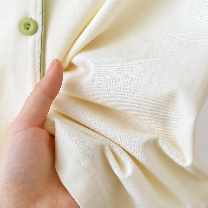 Women's Plus Size Knit Cotton Cardigan Pajama Set - Long Sleeve, Soft Homewear for Spring and Autumn