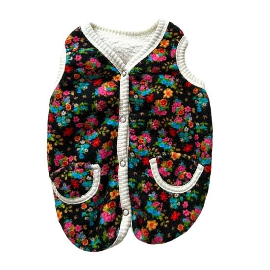 Colorful Floral Dog Vest Sleeveless Pet Shirt Small Dogs Cardigan Warm Winter Poodle Outfit for Small Medium Breeds Bichon Frise Cats