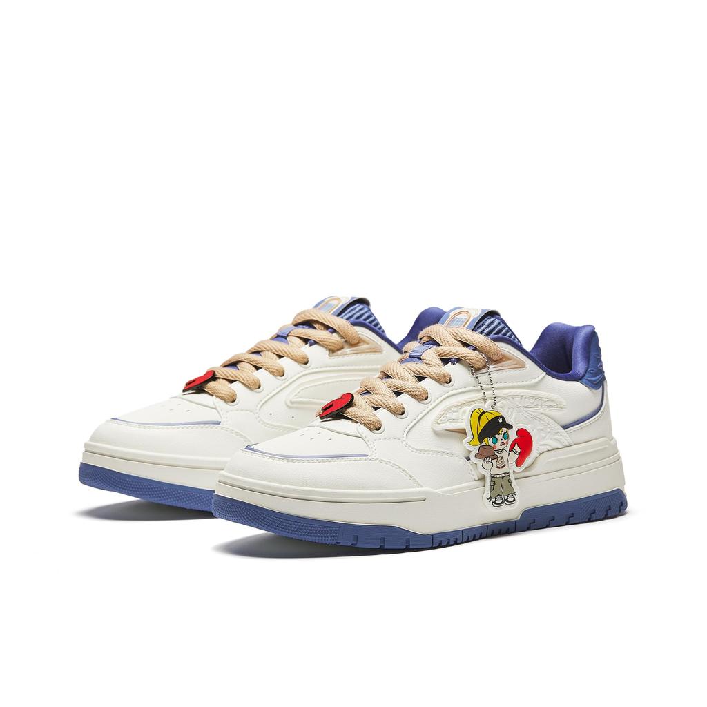 New POP MART X Anta Molly Anti Slip Wear Resistant Low Top Skateboard Shoes Women's White Blue 122518068X-1
