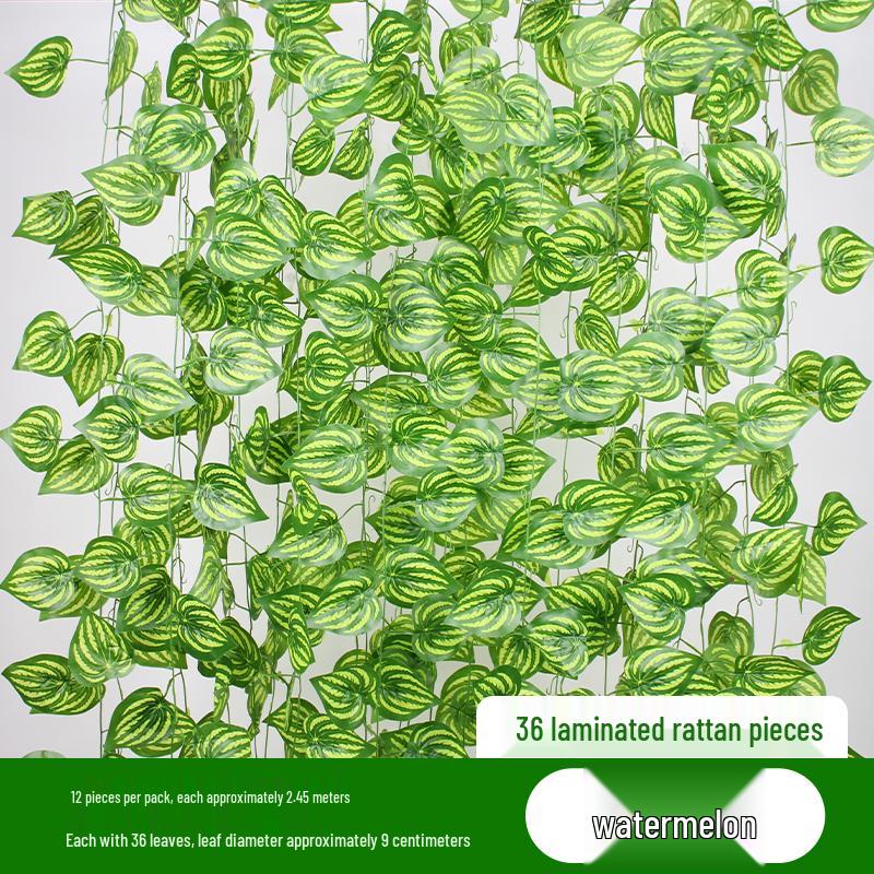 Rattan Pothos Artificial Leaf Vine for Indoor AC and Water Pipe Decoration