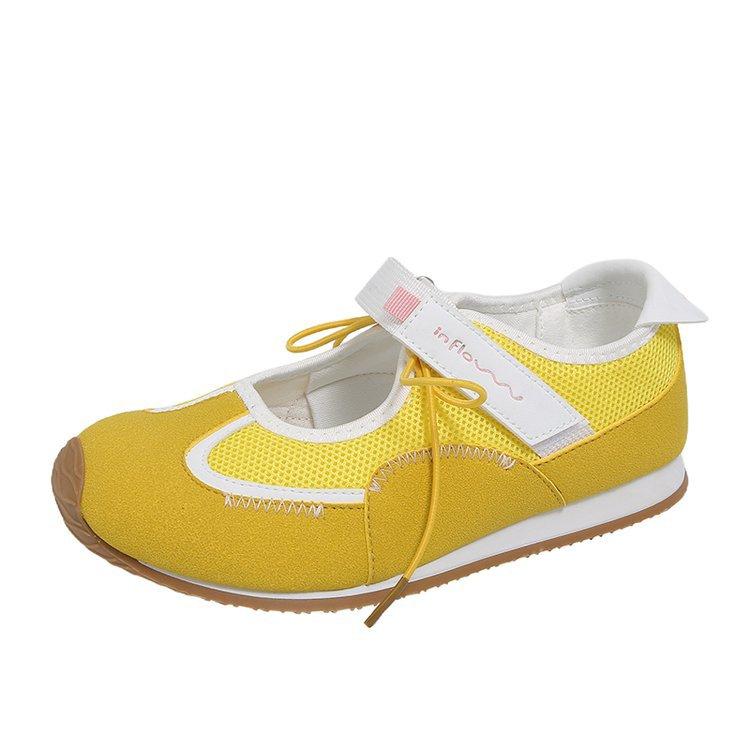 

Ballet training shoes women s 2025 new summer shallow mouth Velcro breathable mesh casual Mary Jane single shoes 35