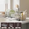 Large Stainless Steel Sink Dish Drying Rack with Knife Holder