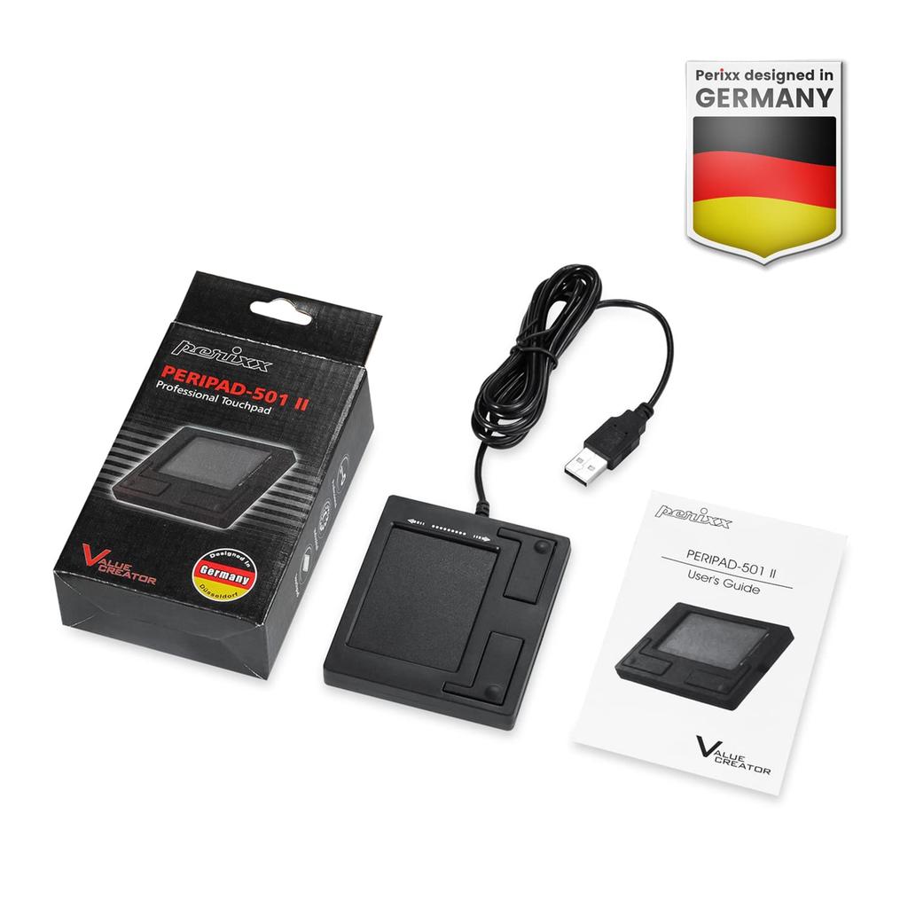Perix PERIPAD-501 II Wired Trackpad Touchpad, USB Connection, Compact, Windows Compatible, Multi-Gesture Touch, Professional Use, 86x75x11mm