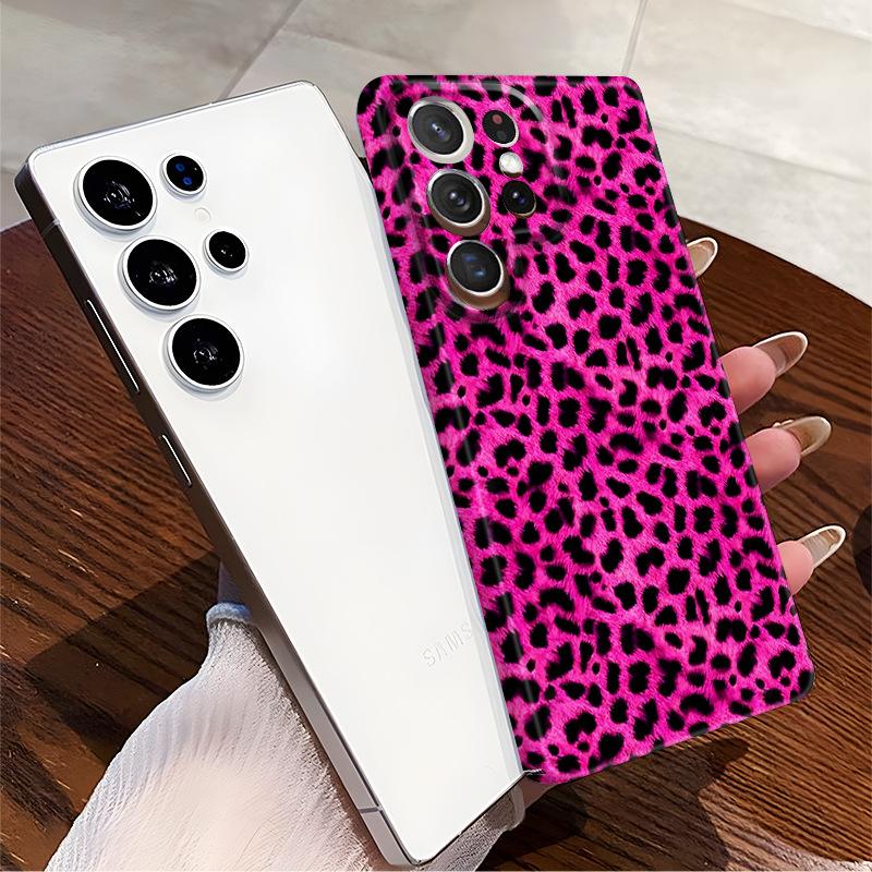 European and American Trends, Cool Rose Red Leopard Print, Samsung S26Ultra Film, Mobile Phone Case S24 + Anti-drop Protective Case, Advanced Sense