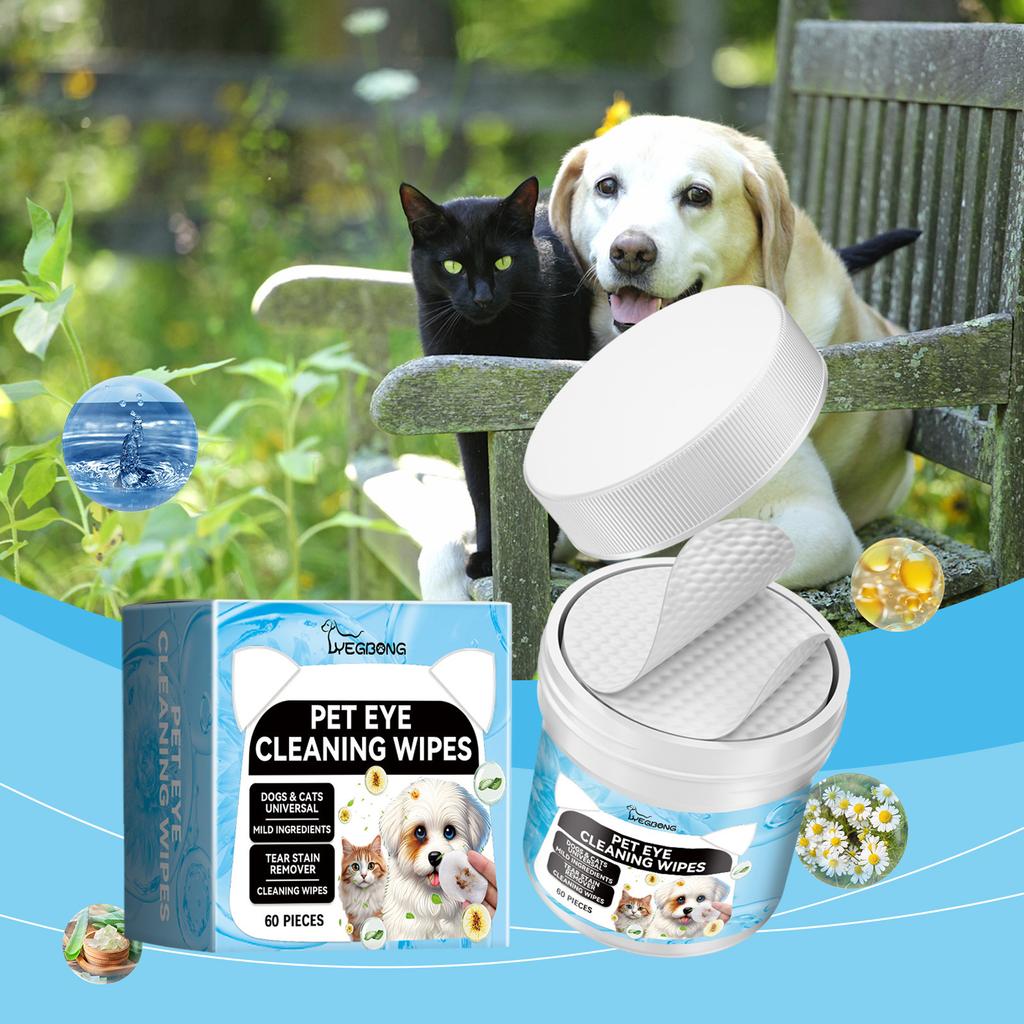 Yegbong Hypoallergenic Eye Wipes for Dog & Cats, Plant-Based Tear Stain Remover for Discharge, Crust, Allergies, Itching, Unscented