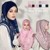 Breathable Eid Al-Fitr Long Floral Turban Adjustable Multiple Colors Printed Arab Lady Headscarf Versatile Cotton