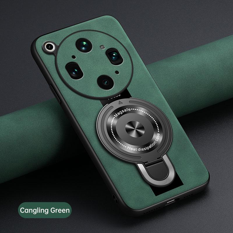 For OPPO Find X9 Ultra Wireless Charging Magnetic Ring Holder Phone Case For Find X9Ultra Soft Frame PU Leather Shockproof Cover