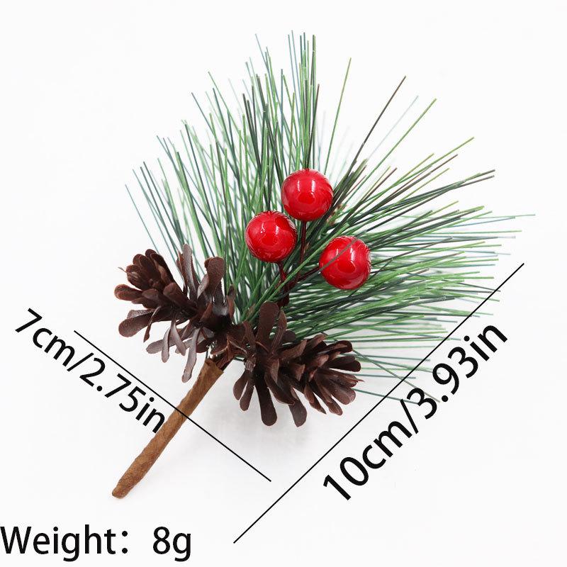 Artificial Pine Needle Greenery & Red Berry Bouquet for Holiday DIY & Gift Packaging