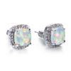 Luxury Female Yellow Pink Stone Earrings Fashion Silver Color Wedding Jewelry Vintage Double Stud Earrings for Women