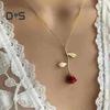 Choker Necklace Rose Flower Leaf Charm Women Necklace Exquisite Design Shiny Lightweight Pendant Necklace