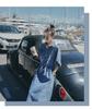 Plus Size Women's Korean-Style Denim Dress - Summer/Autumn Waist-Hugging Long Slimming Dress