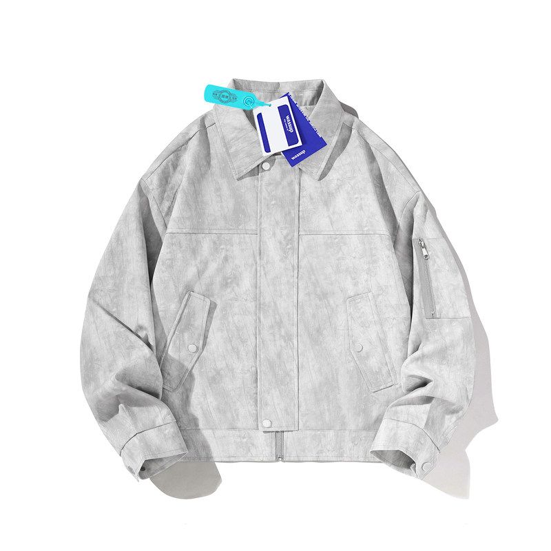 

Wassup Harrington Tie-Dye Jacket for Men, New Autumn and Winter Style, American Retro Trendy Brand, Cool and Loose Casual Jacket Light gray 3XL(Recommendation 95-105kg)