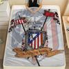 Custom Name Atletico Madrid Flannel Blanket, High Quality Comfortable for All Seasons, Home Decor, Warmth and Comfort