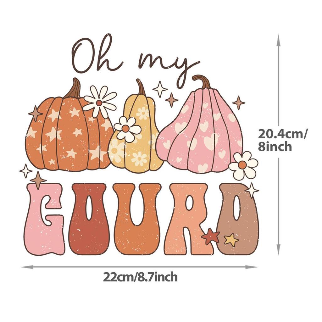 Herbstkürbis-Patches auf Kleidungsstoff, Thermopresse, DIY-Kleidungsstück, Wärmeübertragung, waschbar, neue Buchstaben, Aufkleber, Patch