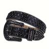 Punk Style Women's Rhinestone Belt, Performance Suit with Fashionable Diamond-encrusted Men's Glass Diamond-encrusted Black Wide Belt