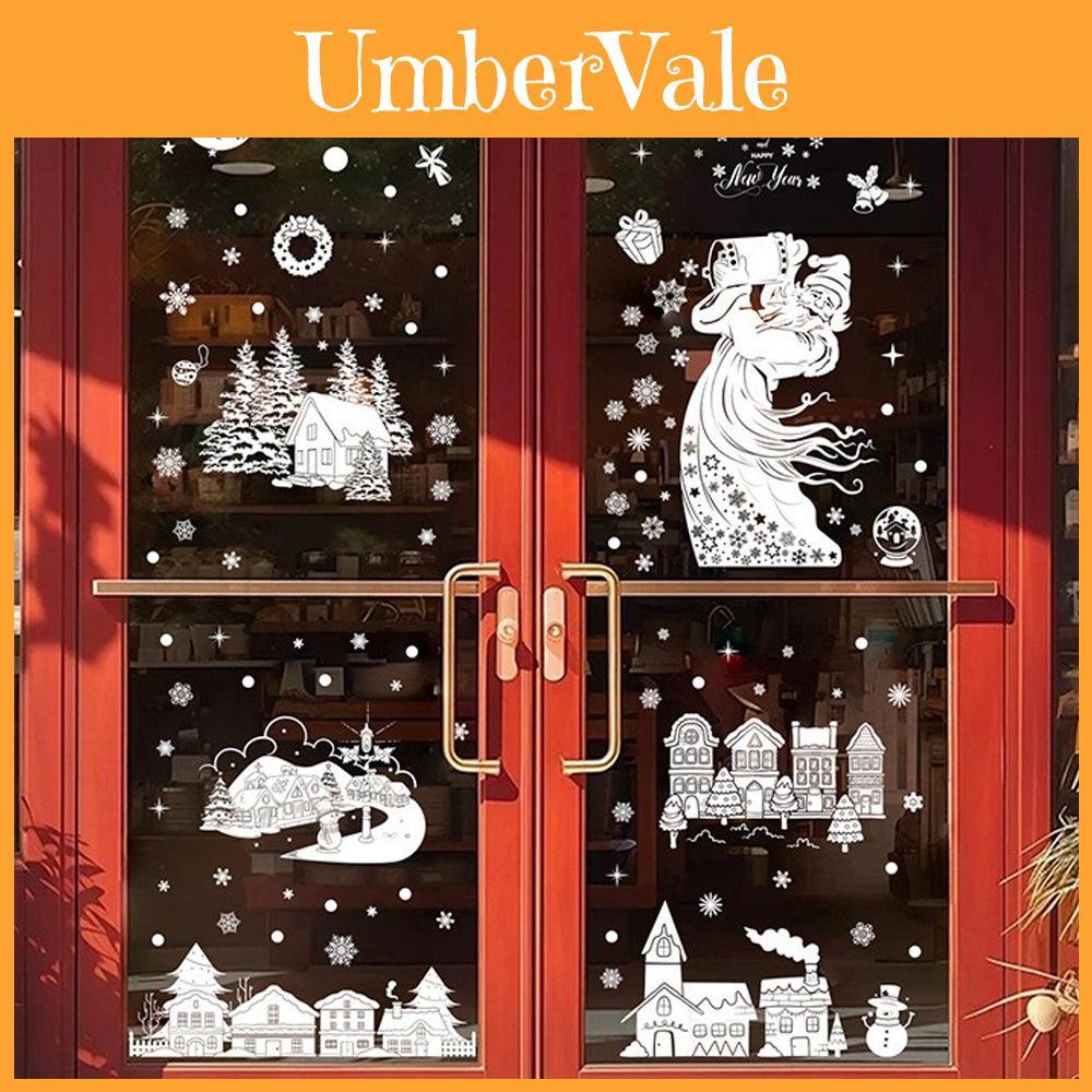 Christmas Holiday Pvc Stickers With Snowman Snow House Santa For Festive Decor