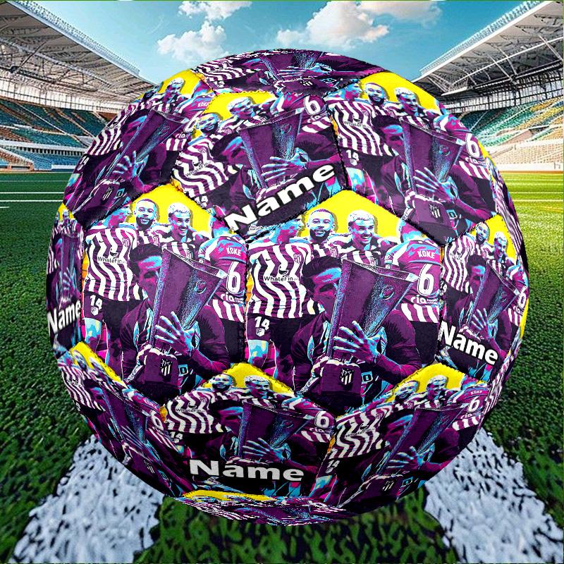 Custom Name Personalized Atletico Madrid-A Print Size 5 Soccer Ball Training & Match Football, for Team, Kicking, Gift for Football Enthusiasts