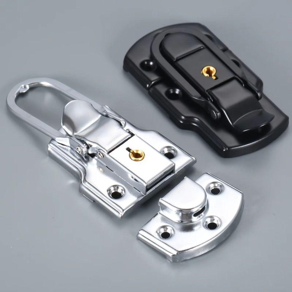 92*50mm Chiusura a Chiavistello con Lucchetto in Ottone Argento/Nero Fermo per Armadietto con Chiave