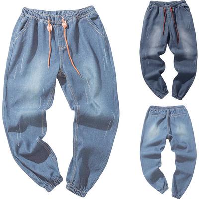 Pantalones vaqueros de trabajo estilo hip hop con lavado vintage de algodón y mezclilla para hombre, estilo informal, para otoño