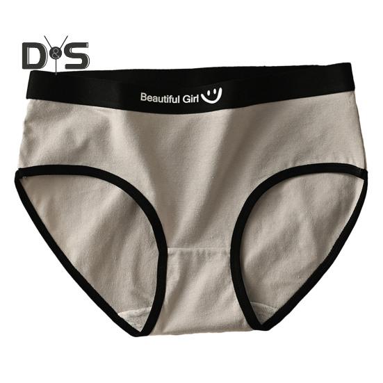 Mutandine da donna Senza cuciture a vita media Colore a contrasto con motivo a lettere Elastico Morbido e traspirante Stile giapponese Antisettico Slip da donna traspirante