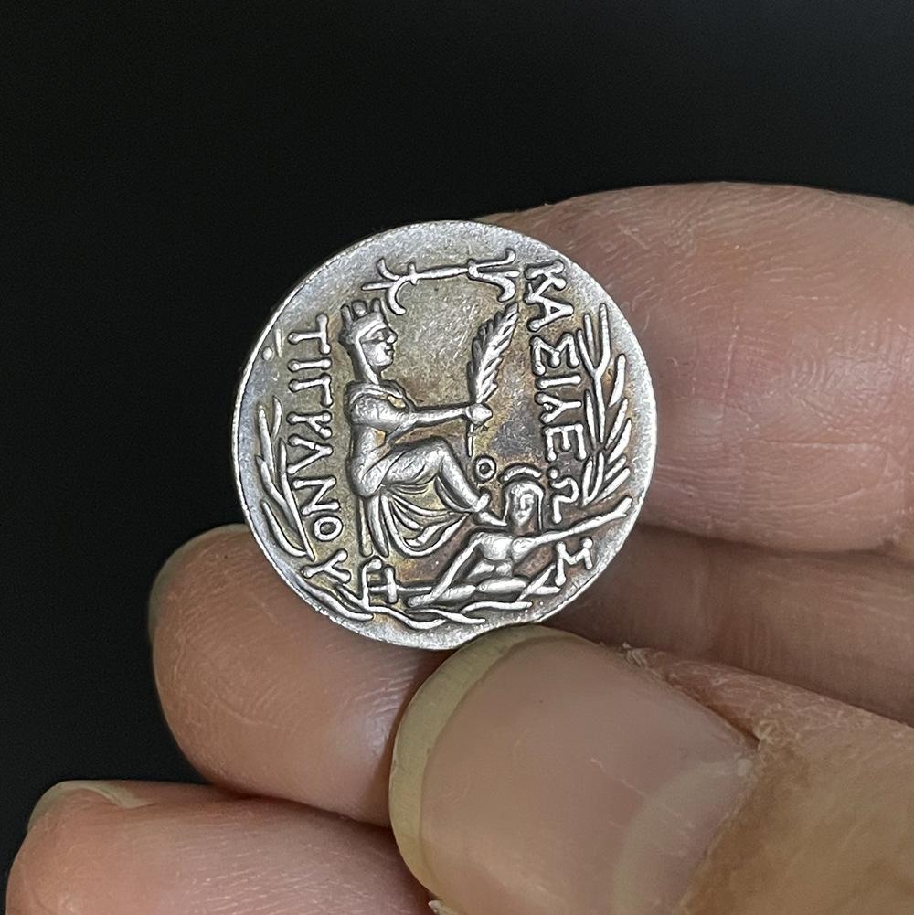 Monete greche in argento, Regno d'Armenia, Tigris II, dea del destino Tyche, monete antiche placcate in argento, monete creative