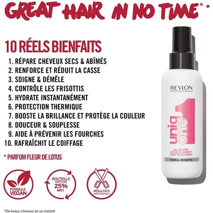 UniqOne Masque en Spray sans Rinçage pour Tous Types Cheveux 10 Bienfaits 150ml Bleu Lotus[209]