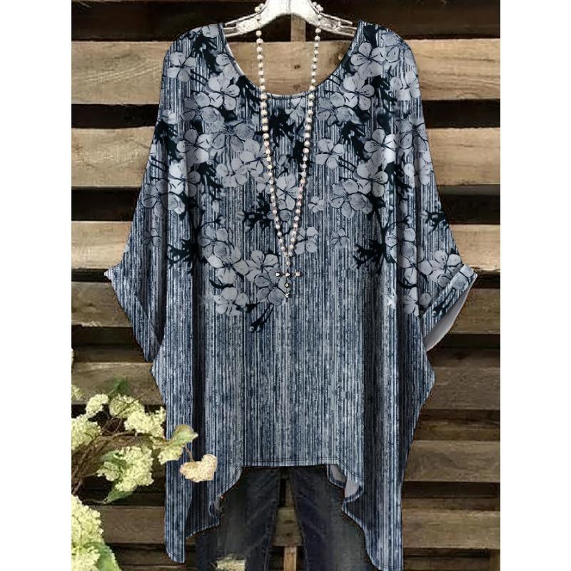 Летняя мода Новая Модная Круглая шея Модный Неправильный Рисунок Печать 1XL