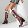 IPPEUM Women Cowboy Boots Western Knee High Block Heel Plus Size 43 Cowgirl Shoes