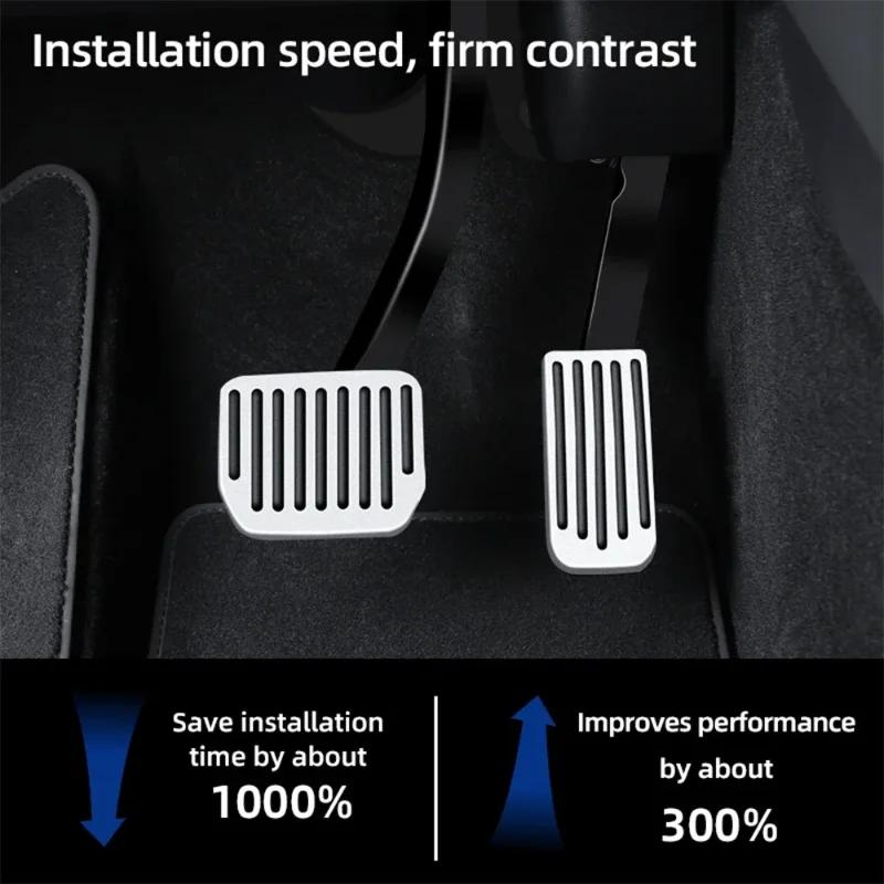 Futhope Car Foot Pedal Pads Covers For Tesla Model 3 Y Highland 2025-2025 Litchi Grain Anti Slip Accelerator Brake Rest Pedal