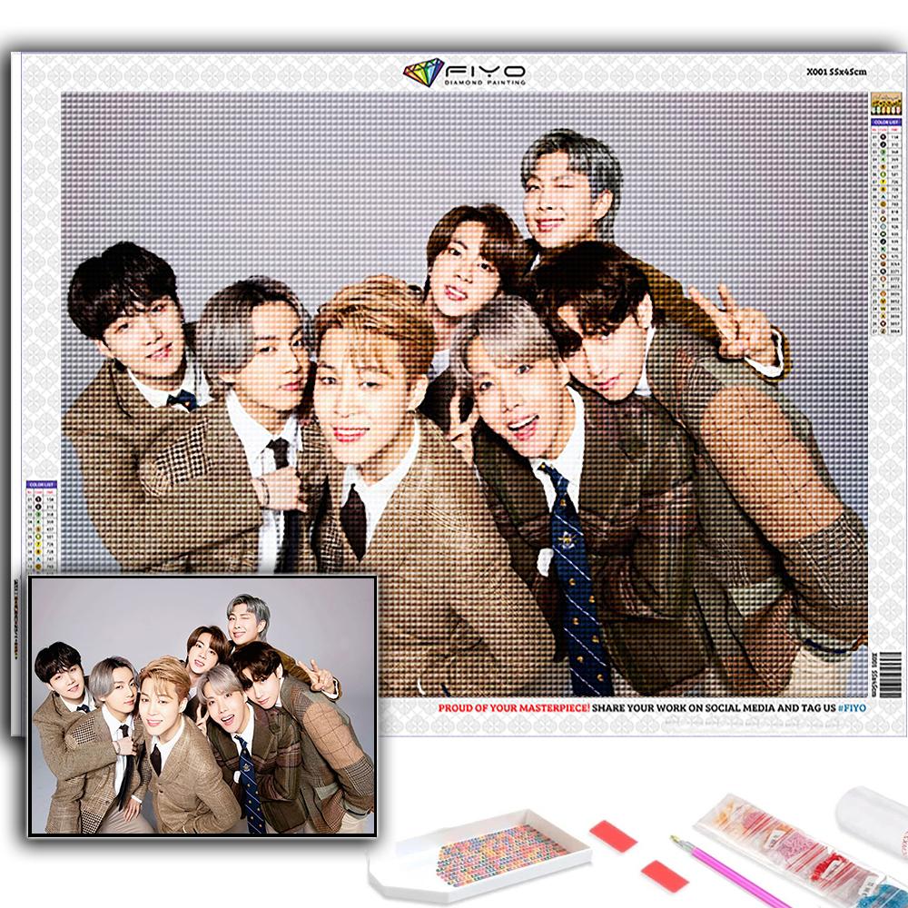 5D DIY Diamond Painting Cross Stitch Korean Boy Group Diamond Embroidery Mosaic Wall Art Home Decoration