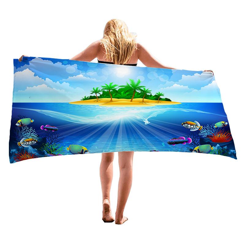 Underwater World Series Digital-printed Polyester Superfine Fiber Double-sided Fleece Beach Vacation Bath Towel, Beach Towel