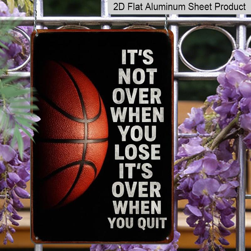 2D Flaches 1 Stück Basketball Motivationsspruch Metallschild 7,87x11,81 Zoll - Aluminium Inspirierendes Sportdekor für Zuhause, Garage, Man Cave, Fitnessstudio - Langlebig
