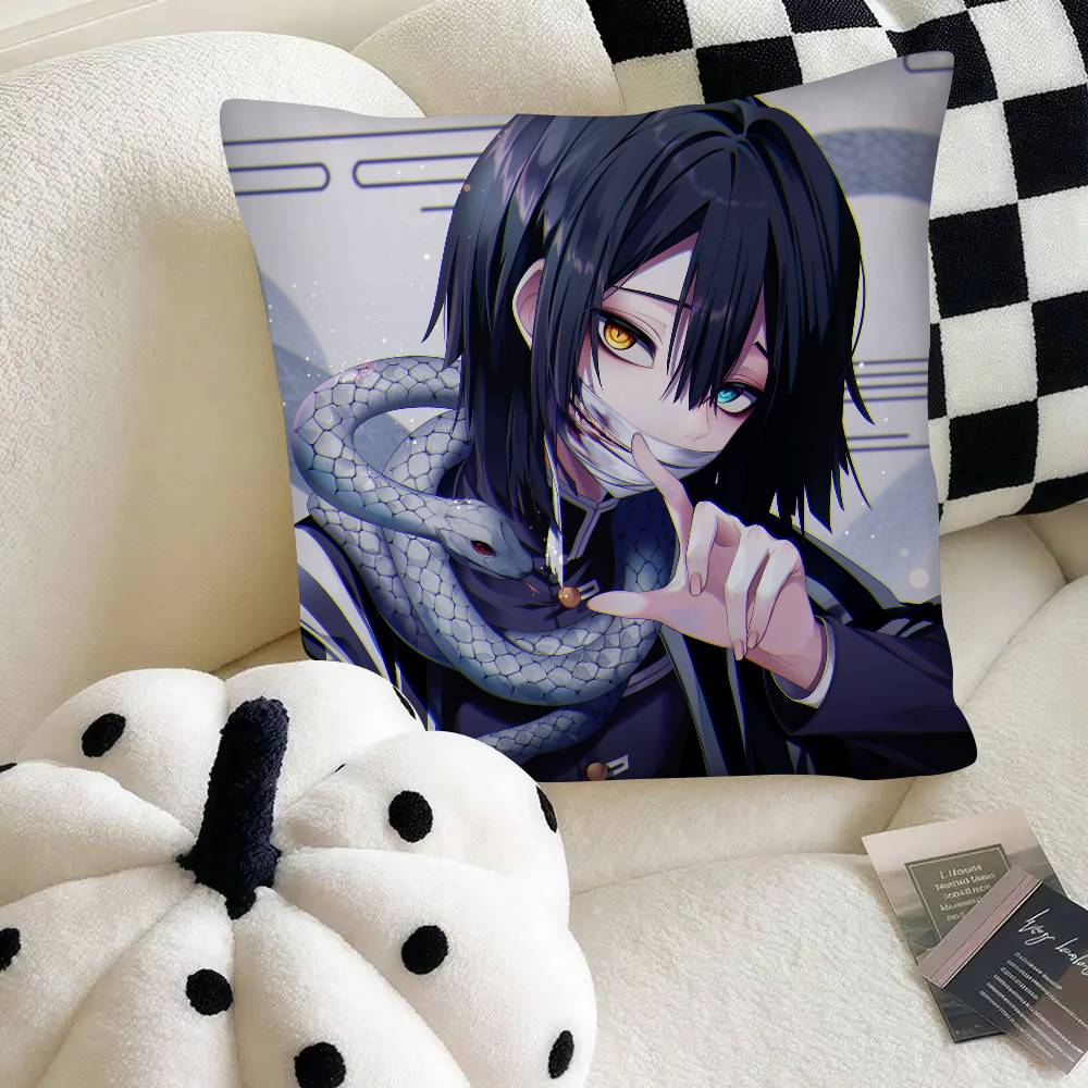 Anime Demon Slayer Obanai Iguro Kissenbezug Mode Quadratischer Kissenbezug Schlafzimmer Sofa Raum Ins Dekoration Freizeit