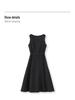 French High-End Square Neck Sleeveless Midi Dress with Waist-Gathering