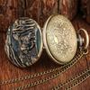 Antique Bronze Crane Elephant Animal Quartz Pocket Watch Analog Clock Round Dial