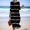 Women's Fashionable Printed Round Neck Seven Quarter Sleeve Loose Dress