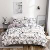 Bedding Marble Pattern Plain Print Quilt Cover Sheet Three or Four Piece Set
