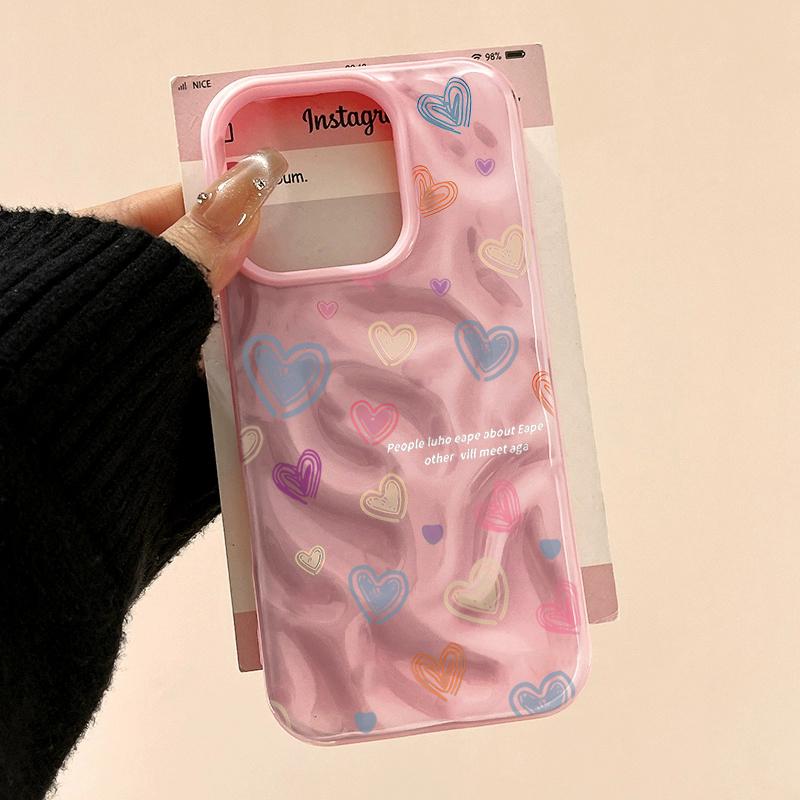Liebesherz-Muster Handyhülle Für IPhone 17 16 15 14 13 Pro Max 11 12 Pro Plus Schutzhülle INS Mode Funda Farbe Süßigkeiten Schale